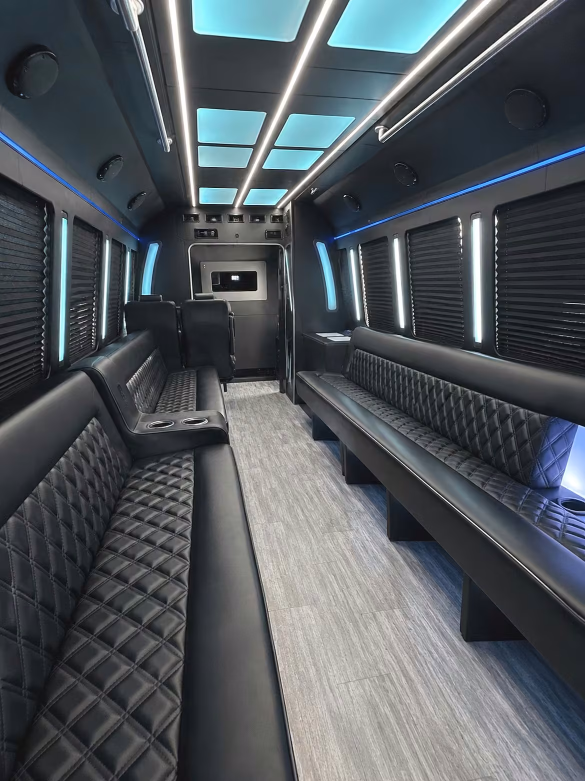 18 passenger party bus inside