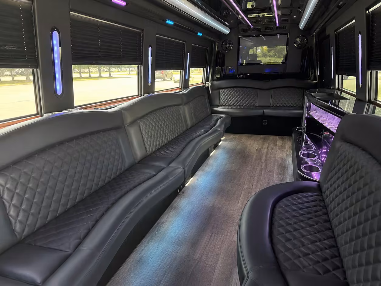 20 passenger party bus inside