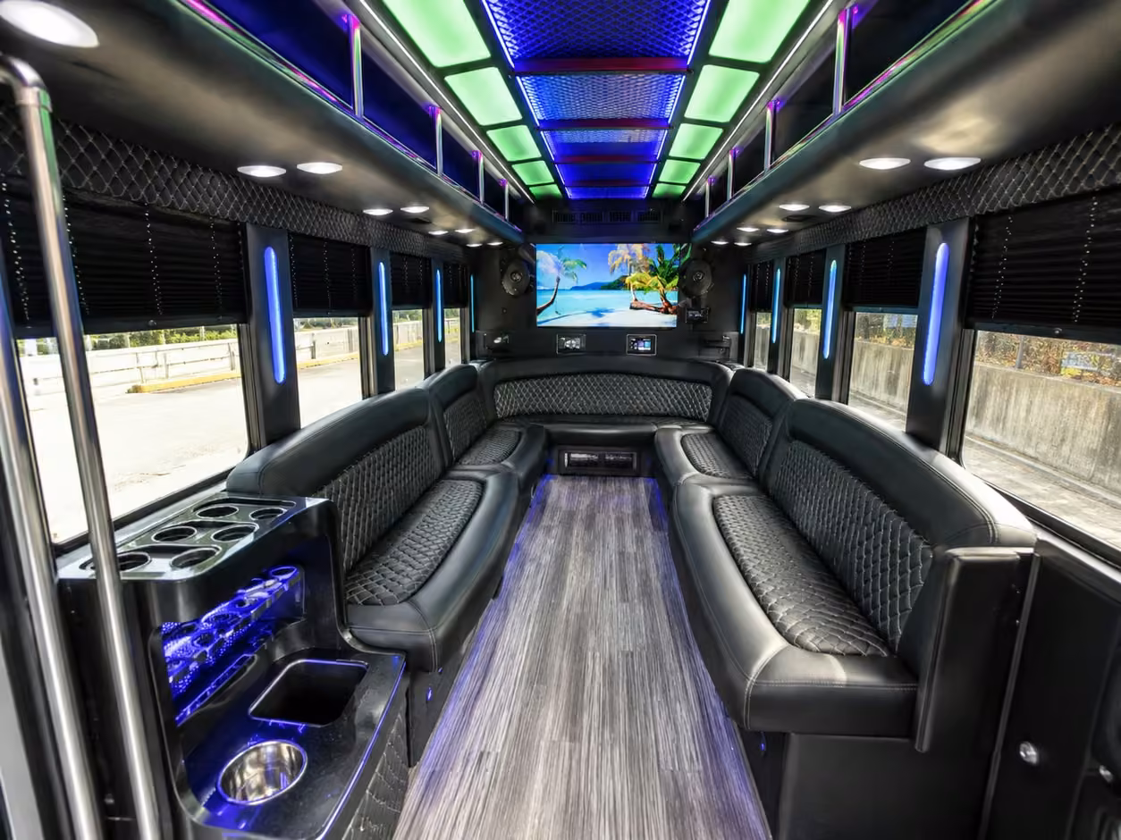 25 passenger party bus inside