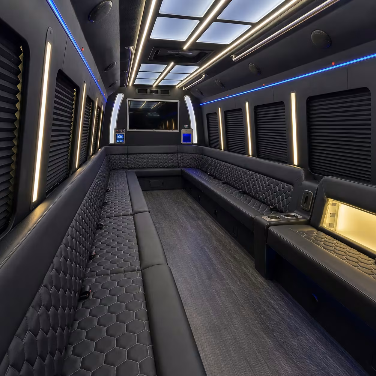 28 passenger party bus inside